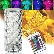 LED Crystal Table Lamp Diamond Rose Night Light Touch Atmosphere &Remote Control