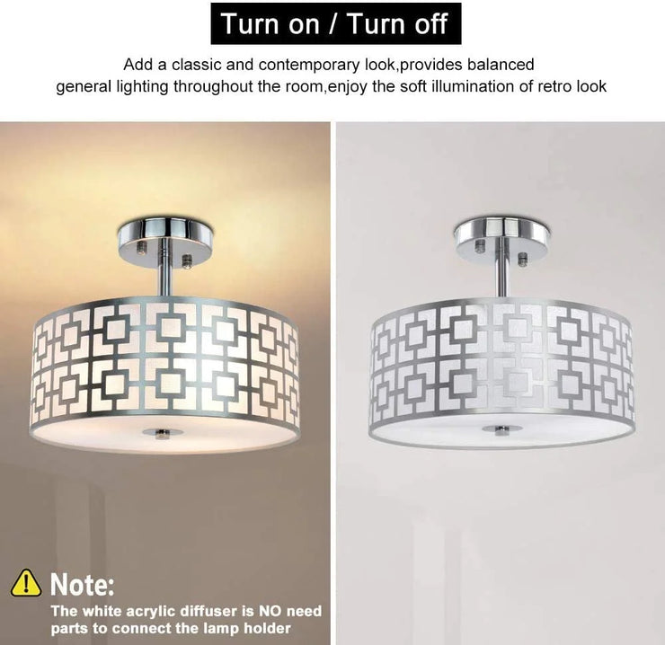 3 Light Semi-Flush Modern Mount Ceiling Light  